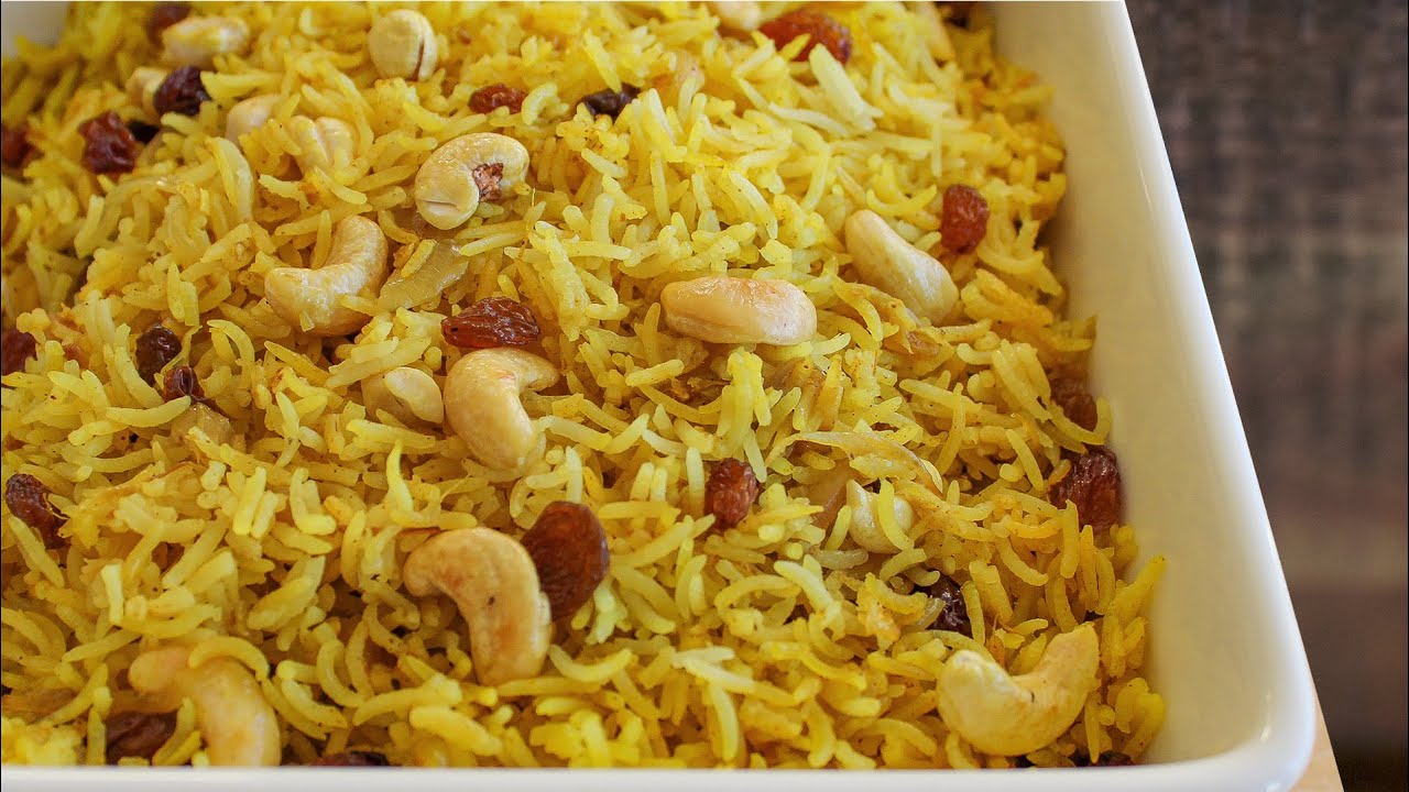 Cashew & Raisin Rice Pilaf Recipe | How to make Rice Pilaf | Vegan Rice Recipe